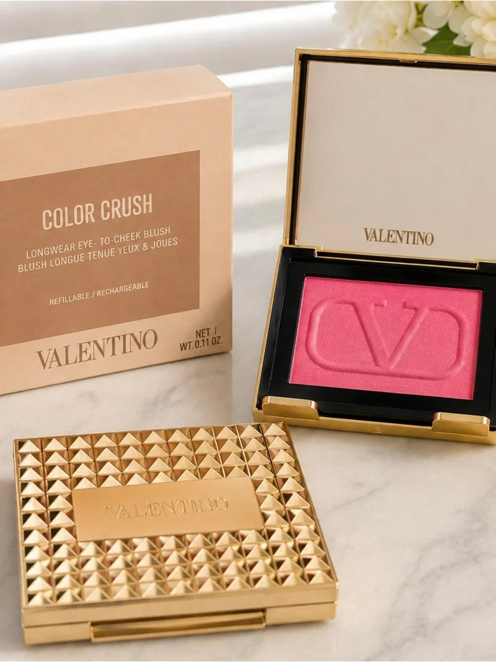 Valentino Color Crush Eye-to-Cheek Blush — Vibrant Pink
